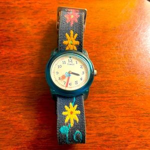 Timex Youth Time Teacher Watch. Vintage. Floral elasticized strap.